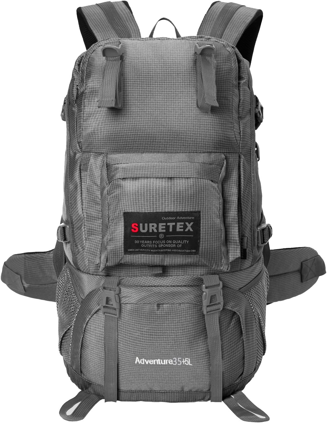 Outdoor Unisex Travel Hiking Backpack Mountaineering Camping Shoulders Bag (Gray, 40L)