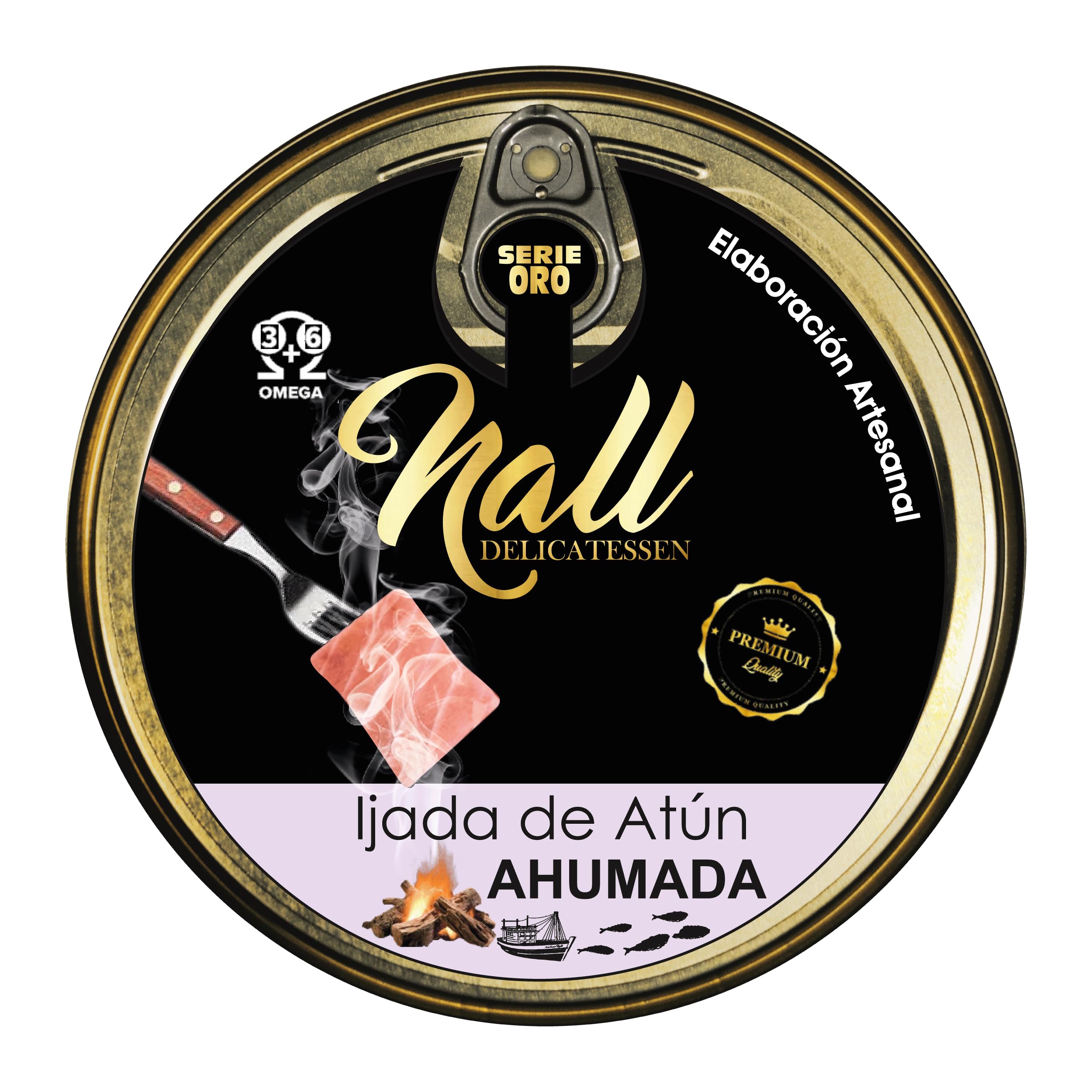 NALL DELICATESSEN (Pack 3 Latas) Lata Anchoas del Cantábrico XXL 000 + Lata Ventresca Atún Salvaje (Ijada o Jamón de Mar) Ahumadaa + Lata de Boquerón en Vinagre con Pimentón