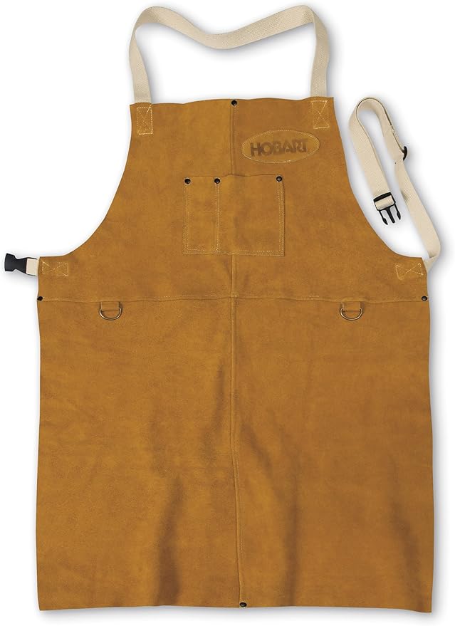 Hobart unisex adult Leather protective work and lab aprons, Tan Leather