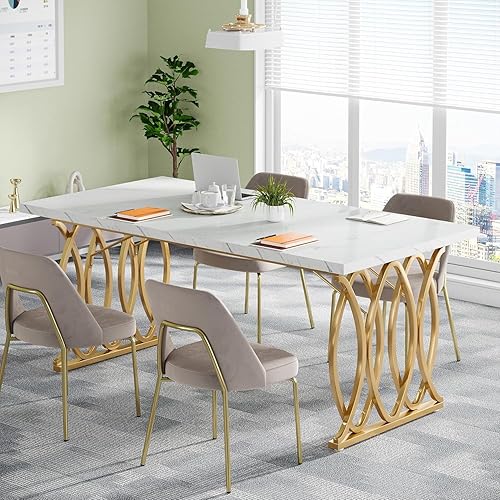 Miniatura 8 de Tribesigns Escritorio ejecutivo, escritorio grande para computadora de 63 pulgadas de ancho, escritorio de oficina moderno, mesa de conferencias,