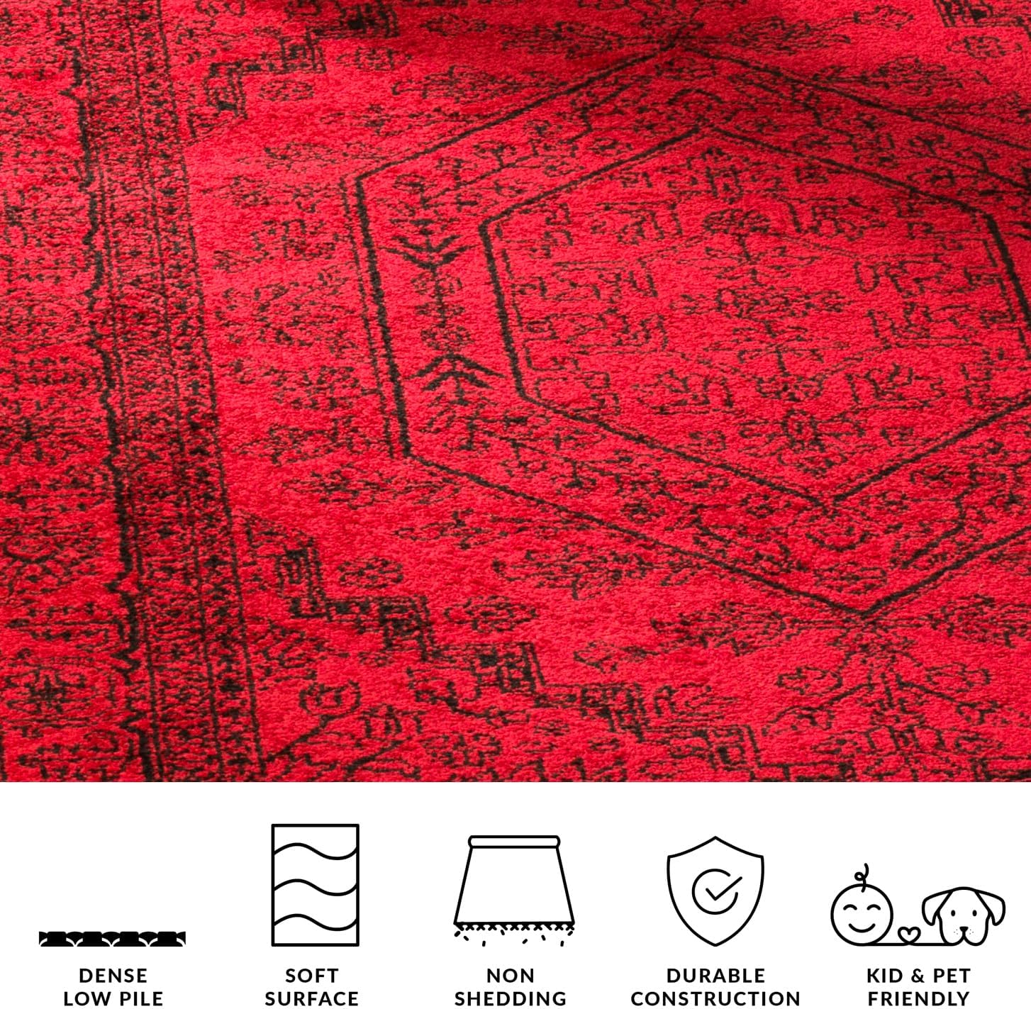 SAFAVIEH Adirondack Collection Runner Rug - 2'6" x 6', Red & Black, Oriental Medallion Design, Non-Shedding & Easy to Clean, Ideal for Ideal for Hallway, Foyer, Kitchen, Entryway, Bedroom (ADR108F)