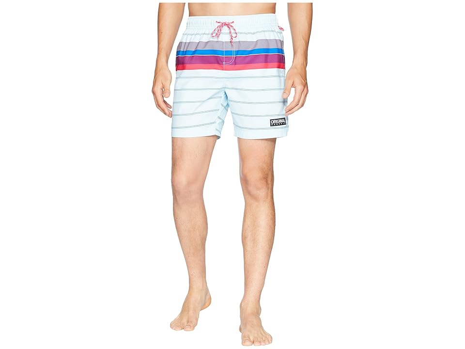

Original Penguin Engineered Stripe Elastic Trunk (Omphalodes) Men's Swimwear, Blue