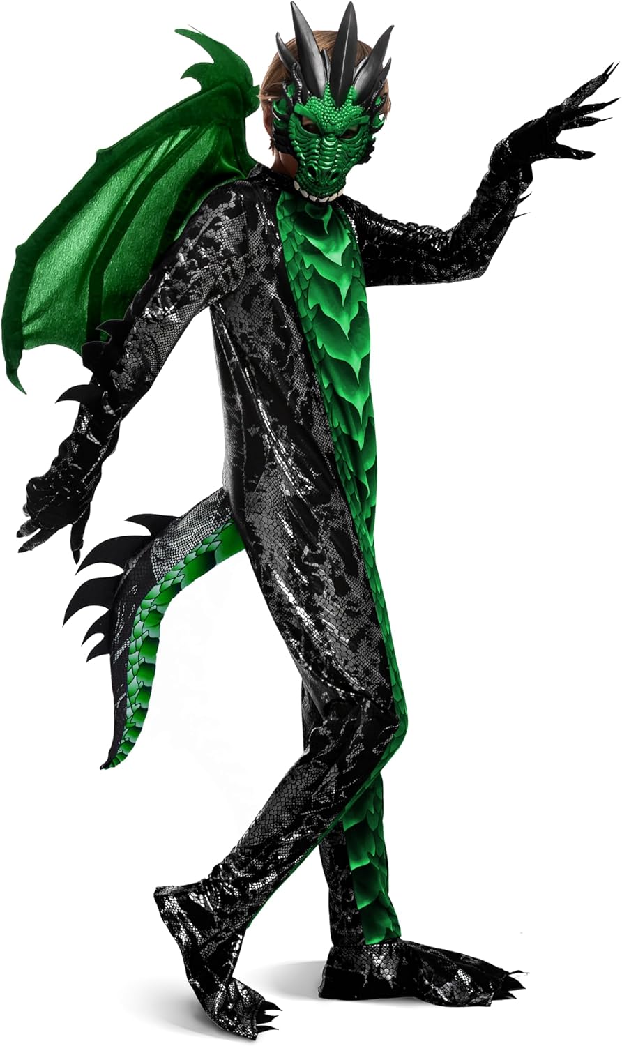 Spooktacular Creations Halloween Kid Dragon Costume, Boys Dragon Wings, Tail and Mask Set for Halloween Dress Up - Image 3