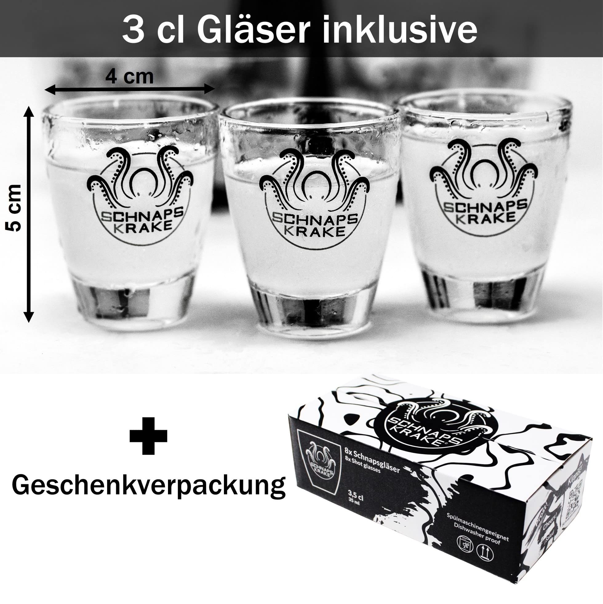 Königskrake Spiele Set Mystic Blau - 8 Gläser, Würfel, Spieleheft - Made in Germany