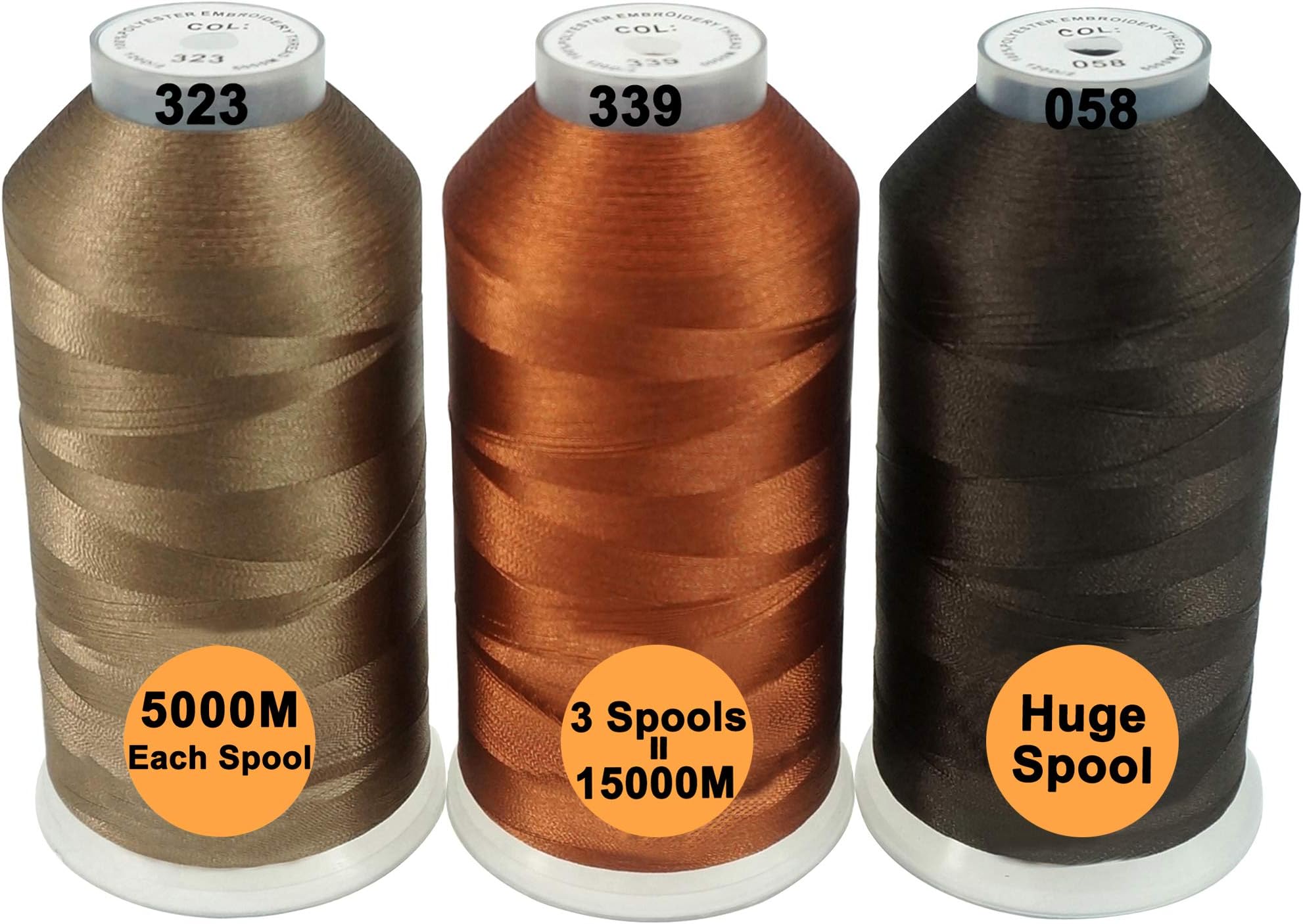 40 Options- Various Assorted Color Packs of Polyester Embroidery Machine Thread Huge Spool 5000M for All Embroidery Machines -Different Browns