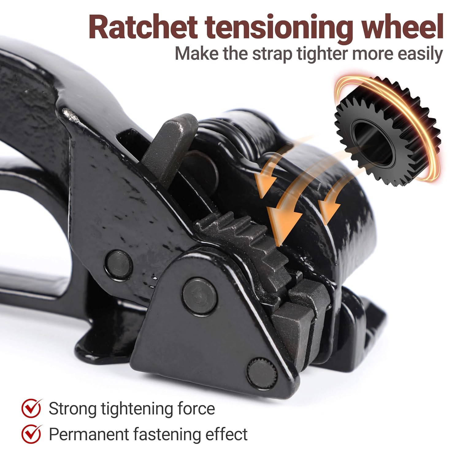Heavy-Duty High Tensile Steel Strapping Tensioner Tool - Metal StrappingTool Feed-Wheel Banding Tensioner for 3/8" to 3/4" Metal Banding, Strapping Banding Tool for High Tensile Pallet Packing