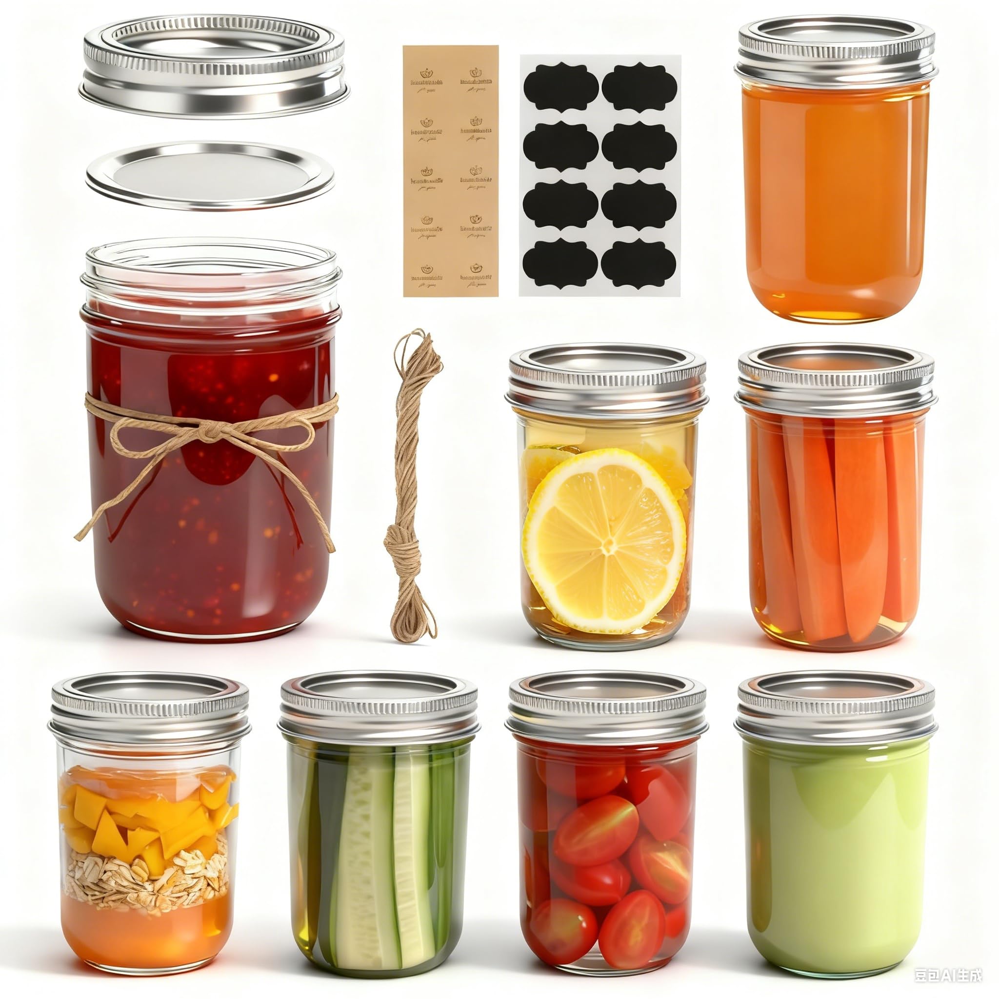 ComSaf Glass Jars with Lids 240mL/8oz - 8 Pack, Regular Mouth Mason Jar, Glass Canning Jar, Pickling Jars for Spice, Jam, Preserving, Overnight Oats, Food Storage, Housewarming Gift
