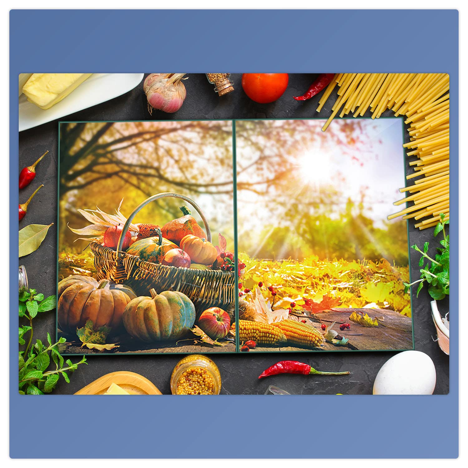 decorwelt | Cubiertas de cocina 2 x 40 x 52 cm, 2 piezas, para cubrir la vitrocerámica, universal, protección contra salpicaduras, protección contra salpicaduras de cristal, decoración para cocina