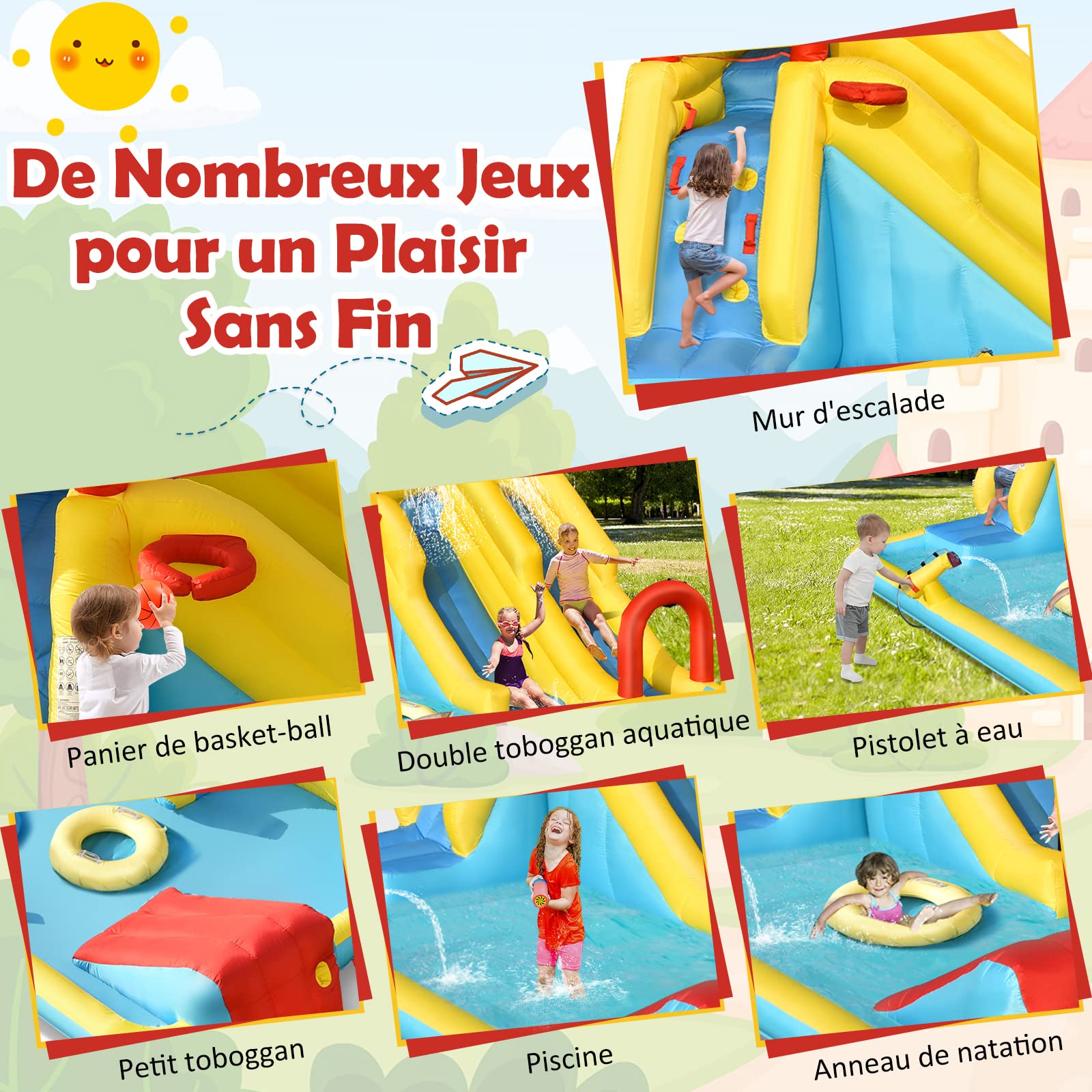 Château Gonflable pour Enfant DREAMADE - Toboggan, Trampoline, Piscine Château Gonflable pour Enfant DREAMADE - Toboggan, Trampoline, Piscine