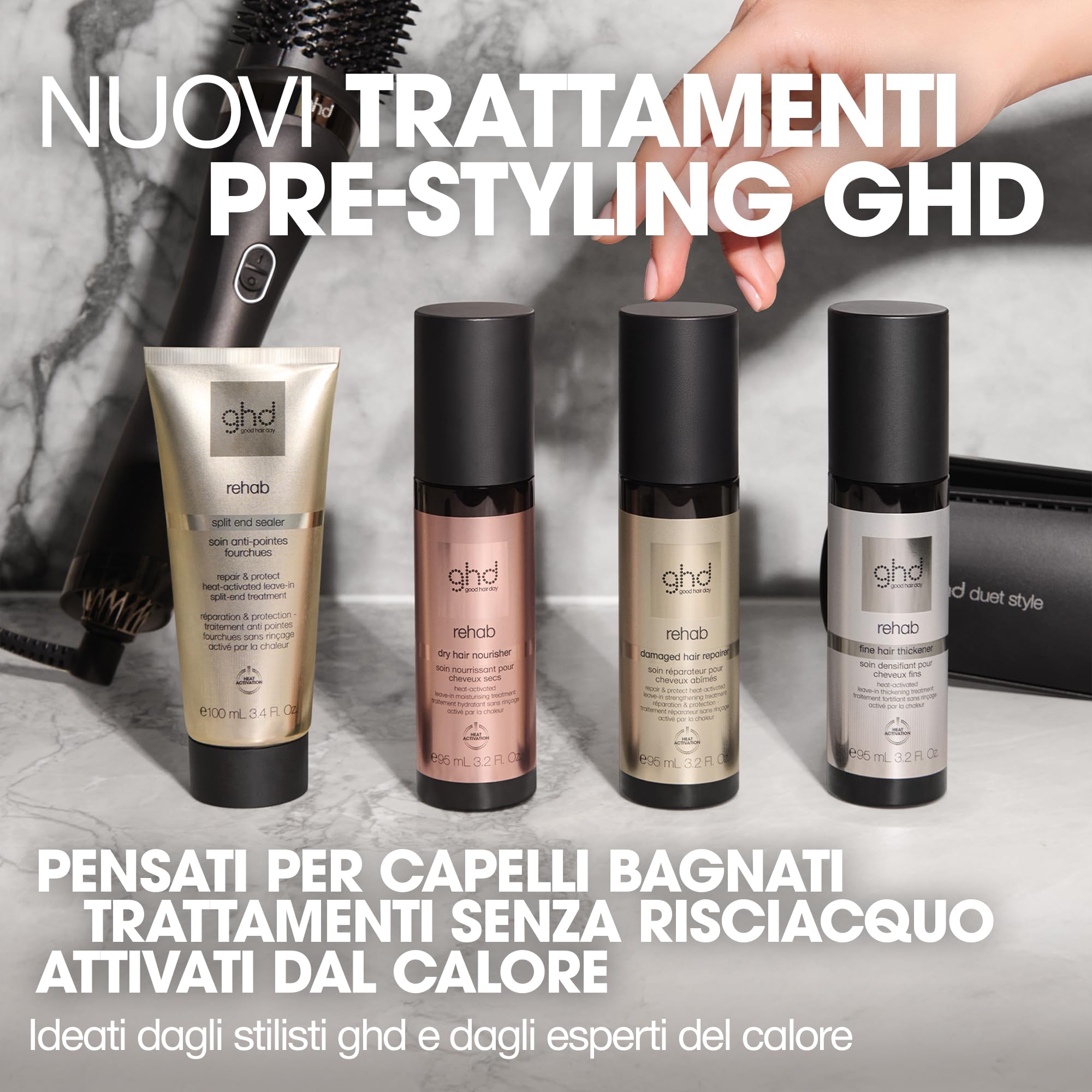 ghd Rehab Split End Sealer, Trattamento senza risciacquo attivato dal calore, per le doppie punte - 95 ml