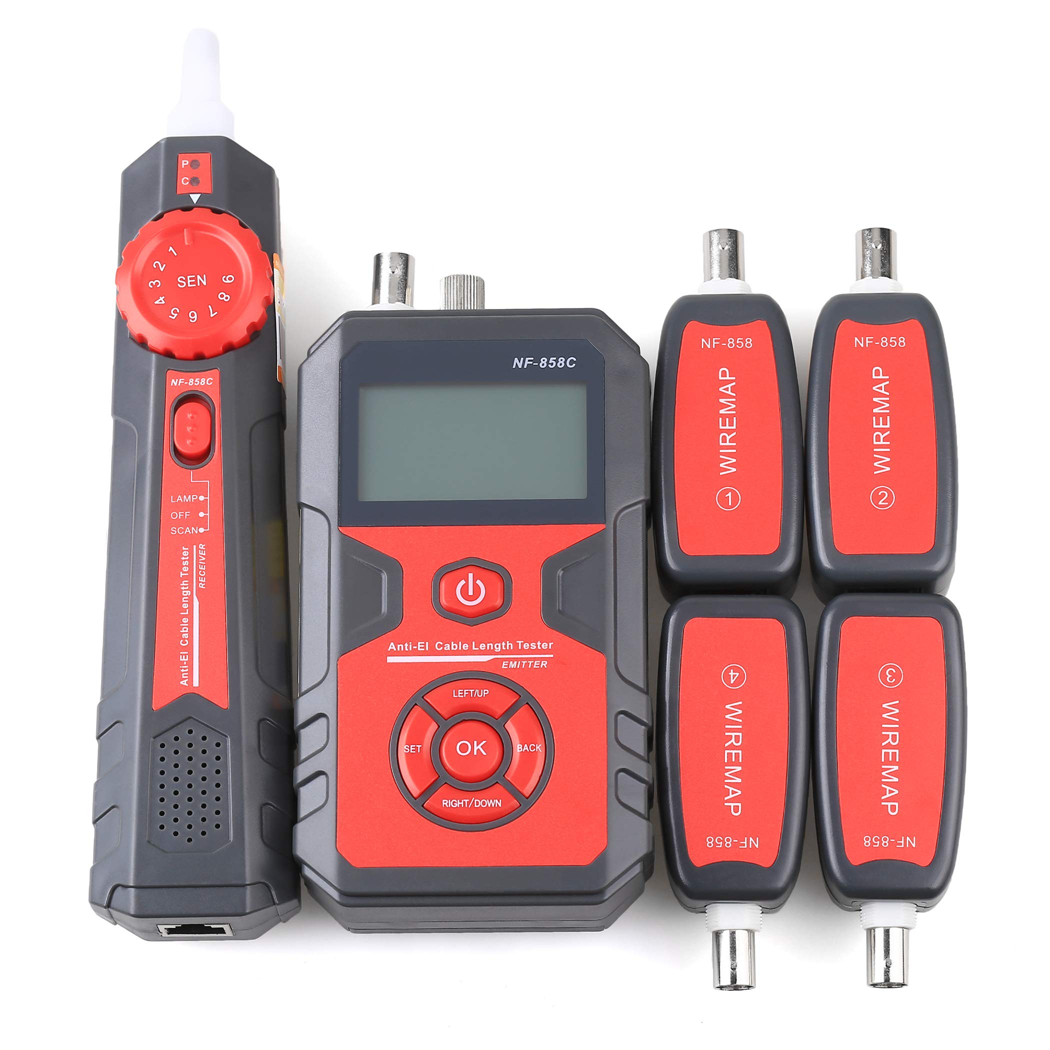 Comprobador de longitud de cable de red NF-858C, localizador de línea RJ11 RJ45 BNC
