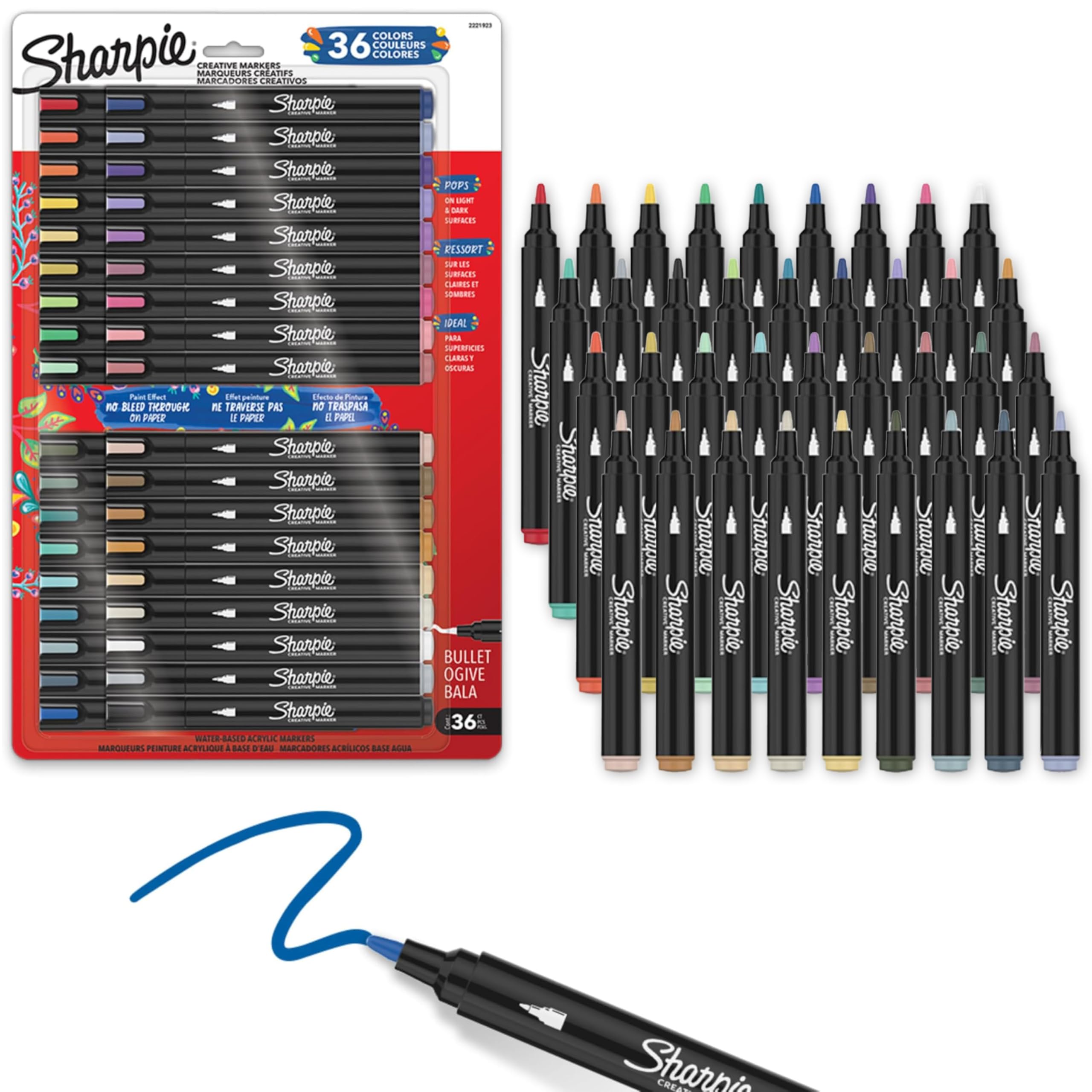 Creative Markers Variety Pack, Water-Based Acrylic Paint Markers, Bullet Tip, Assorted, 36 Count