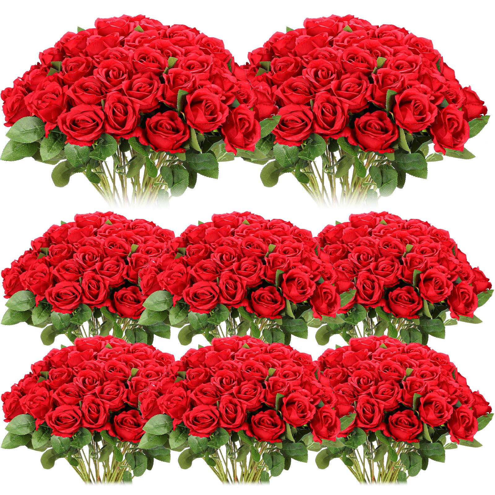 Hotop 80 Pcs Artificial Rose Flowers Bulk with Long Stem Fake Roses Silk Realistic Roses Bouquet for DIY Wedding Bridal Shower Party Table Centerpieces Home Decorations(Red)