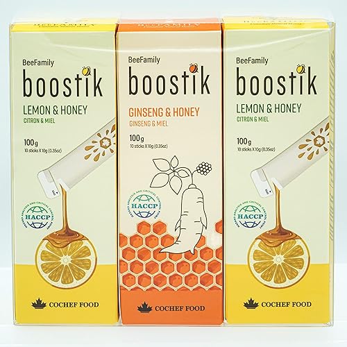 BeeFamily - Juego de miel Boostik de 10.58oz - Miel de limón, miel de ginseng disponible en Yaxa Colombia