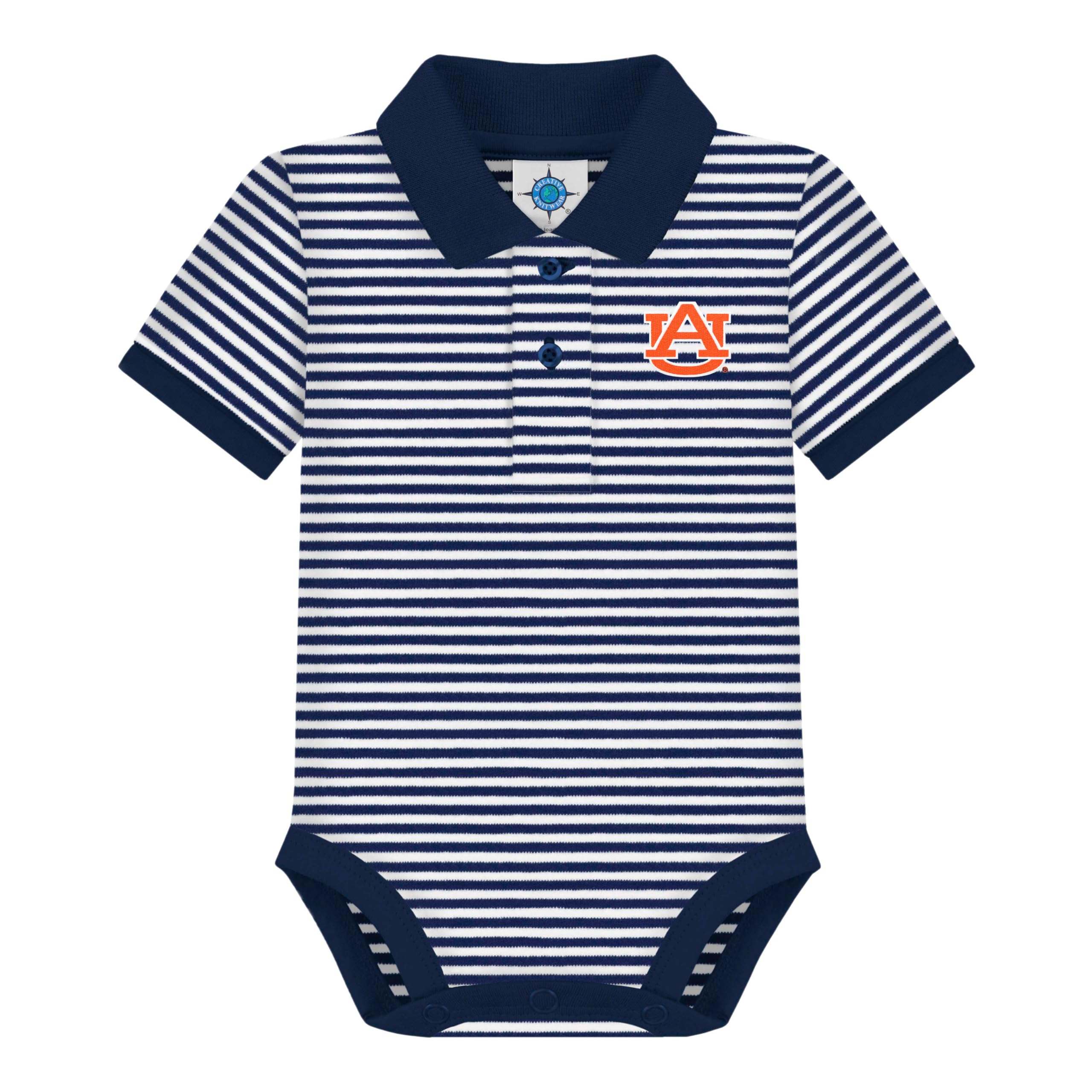 Auburn University Tigers Newborn Striped Polo Bodysuit,Navy, 0-3 Months