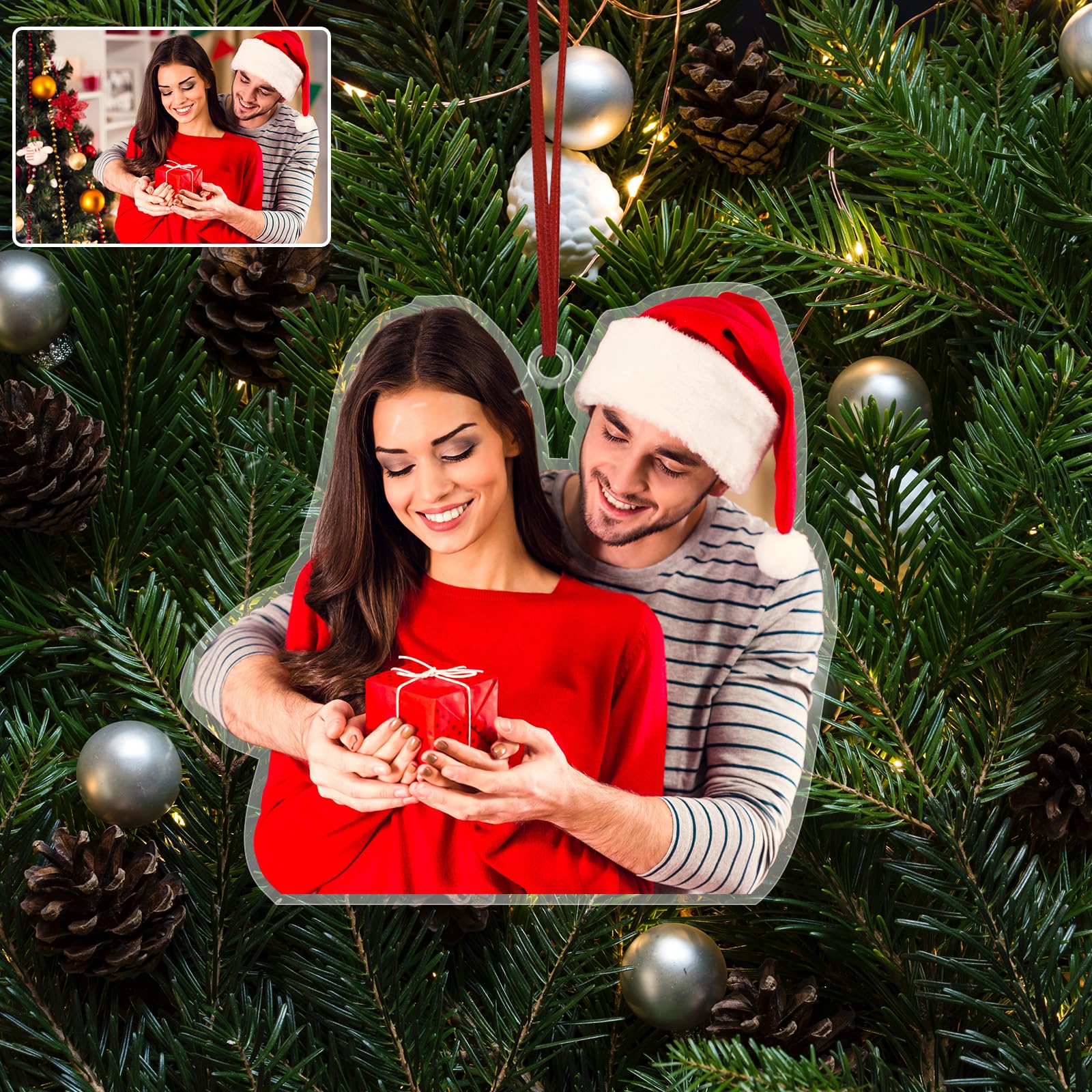 Adornos Colgantes navideños con Foto Personalizada en 2D, Colgante para árbol de Navidad con Foto Personalizada 2024, Adornos Colgantes con Foto, Regalos navideños para papá, mamá, Familia y Amigos