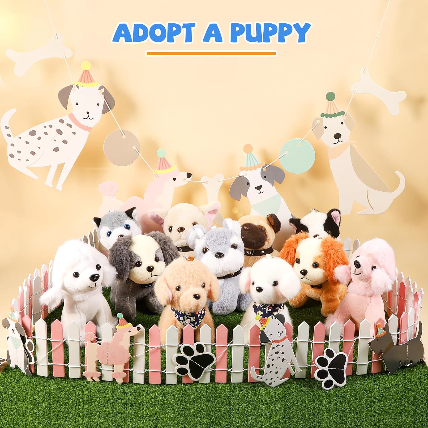 Niceup 10Pcs 4.5in Small Stuffed Animals Plush Puppies Bulk Adopt Dog Party Favors Cute Little Paw Pup Soft Plush Toys Doll for Pawty Birthday Goodie Bag Fillers Kids Class Easter Egg Basket Stuffer