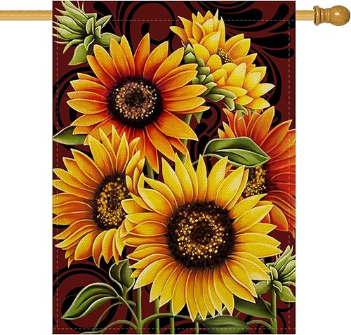 Miniatura 13 de Artofy Bandera decorativa grande de primavera y verano con diseño de abejorro de abejorros para casa, decoración exterior de jardín con flores de