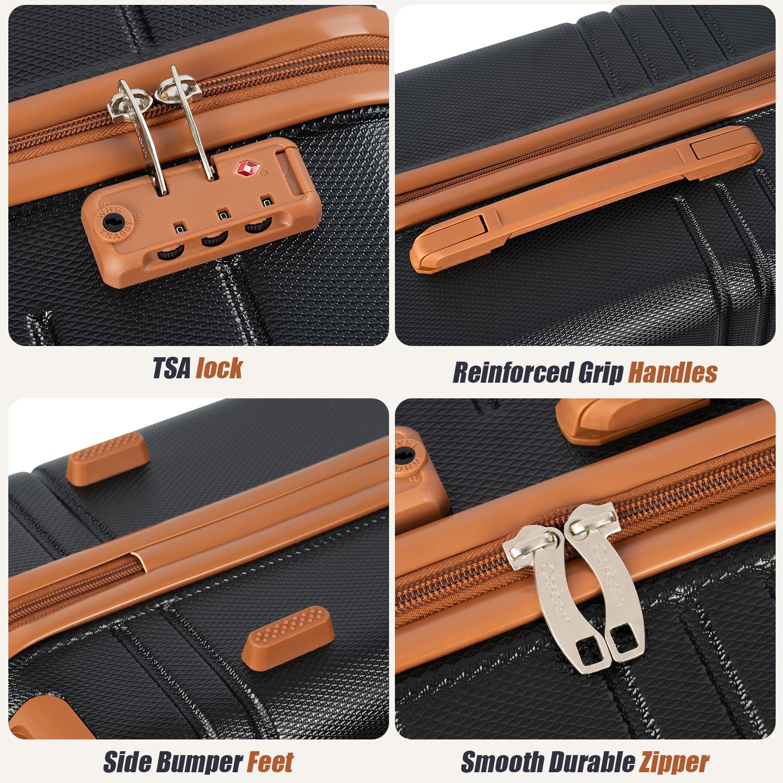 Juego de Equipaje de 5 Piezas con Ruedas, Juegos de Maletas duras de ABS con Cerradura TSA, Equipaje de Mano, Equipaje a Cuadros y Maleta Grande, Maleta de Viaje Ligera y Duradera para Hombres y