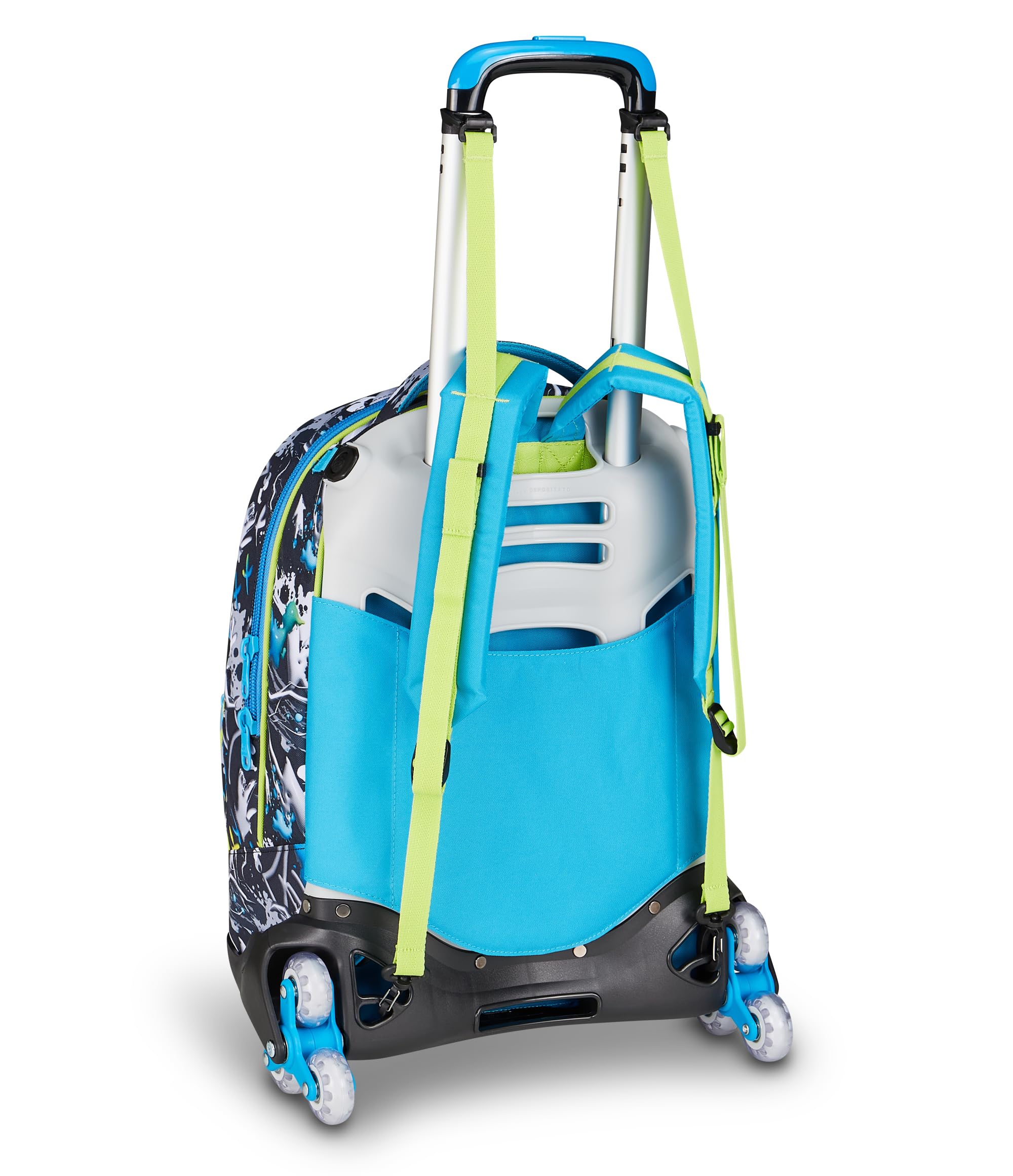 SJ GANG STYLE JAM GANG Trolley Scuola Jack 8 ruote GLACE PANTHER BOY, Celeste, 34L, Scomponibile, Uso Zaino, Cross-over System, Spallacci a scomparsa, Tasca portaborraccia, Elementari e medie, Bambino
