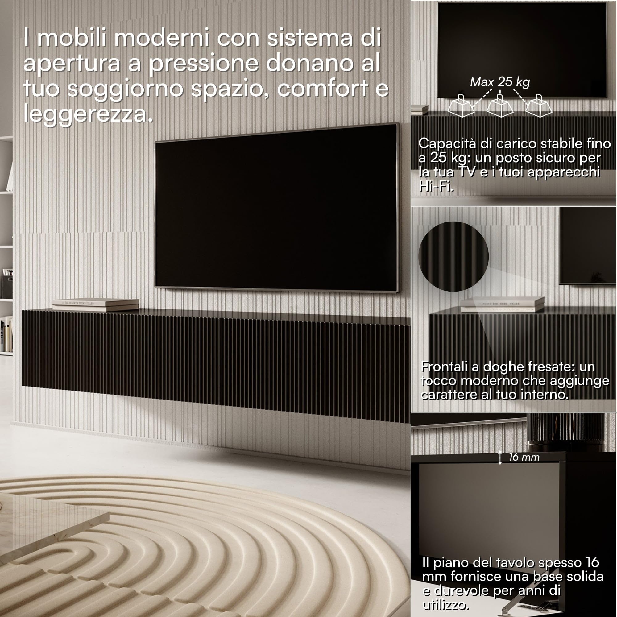 Scaffale-TV-Selsey-175-cm-Milled-Black-Veldio - Dettaglio
