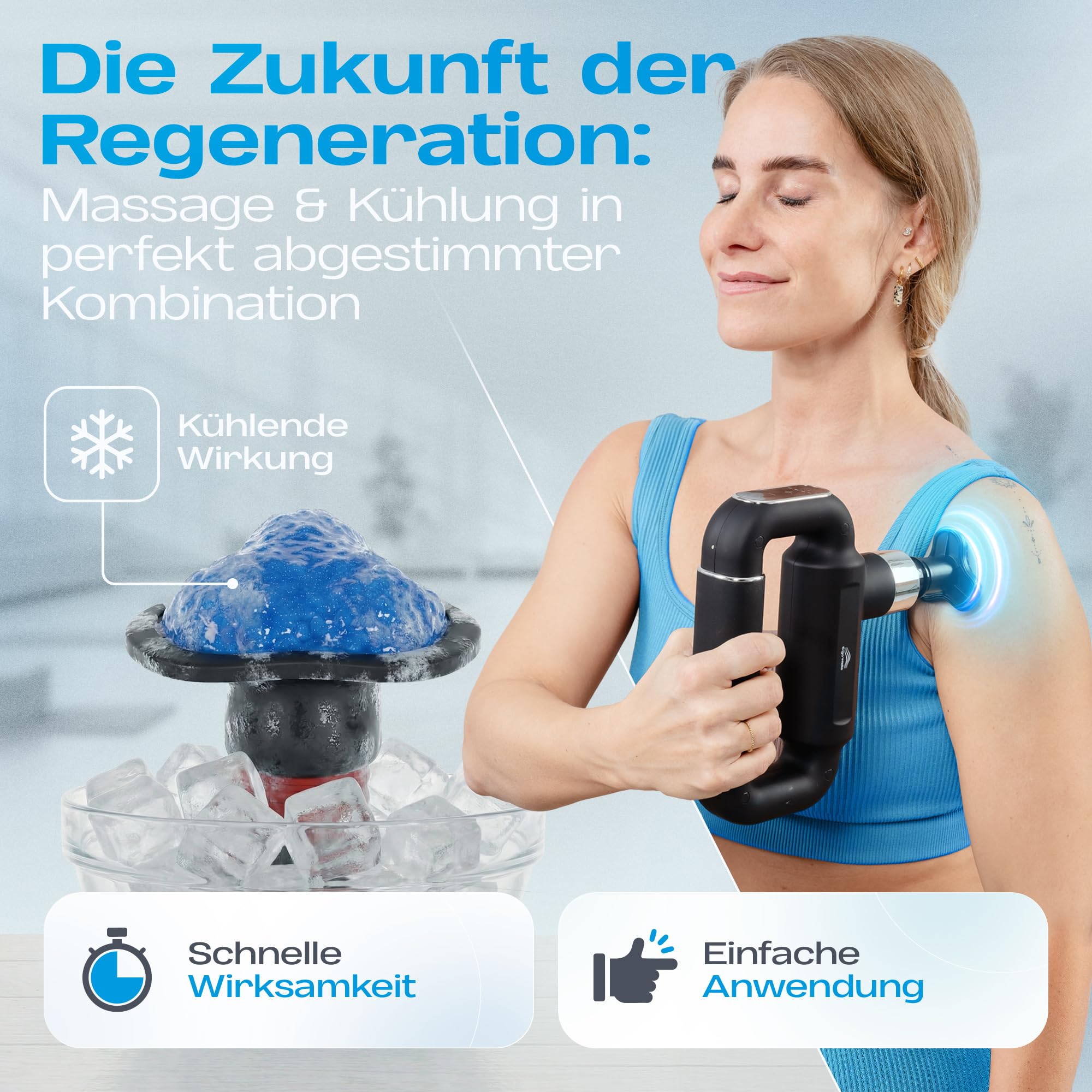 Massagepistole mit Gurt & Kühlkopf – Massage Gun Rücken, USB-C