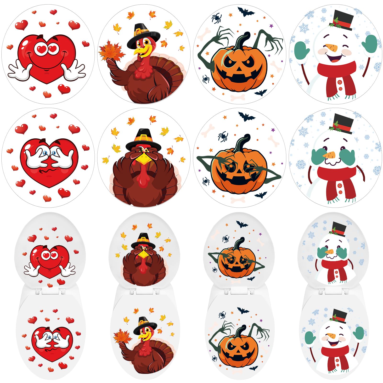 Iconikal Thanksgiving Toilet Seat Clings – Funny Turkey Decor, Removable Bathroom Stickers, 2-Piece Set
