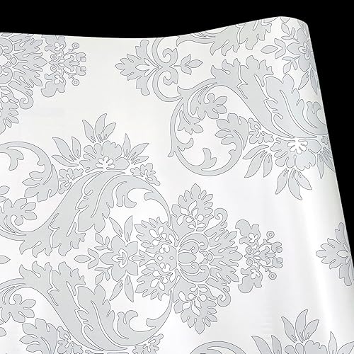 Yifely Papel de estantería floral gris autoadhesivo para revestimiento de estante y cajón, 17.7 pulgadas por 9.8 pies