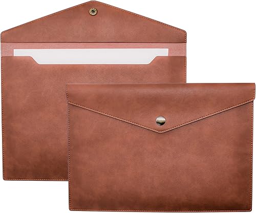 VANRA Carpetas de archivo de piel sintética A4, soporte para documentos, sobre impermeable, organizador de archivos para tamaño carta con cierre de