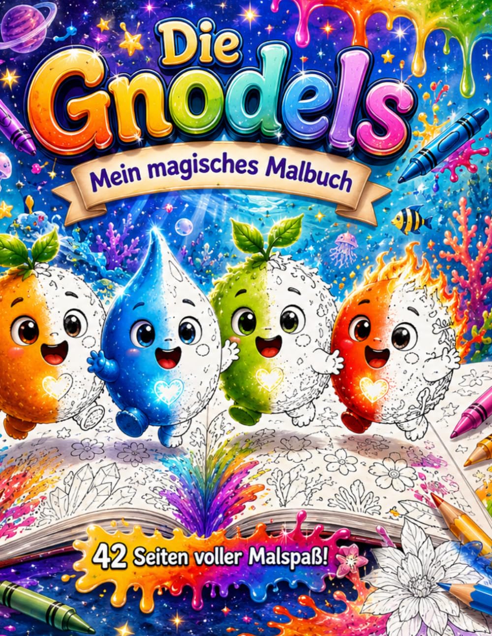 Die Gnodels – Mein magisches Malbuch: Magische Welten, Planeten und Abenteuer zum Ausmalen