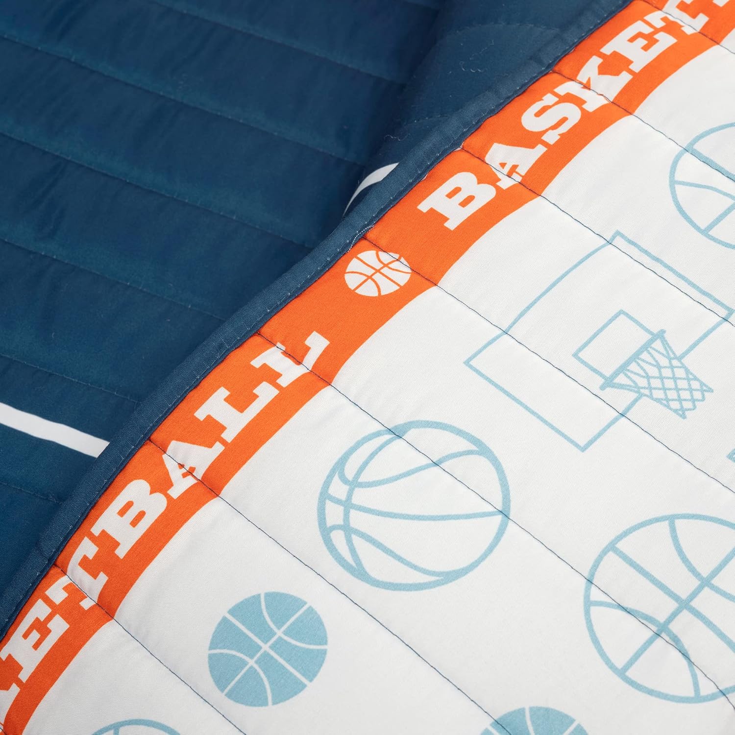 Lush Decor Basketball Reversible Quilt Set Twin Navy