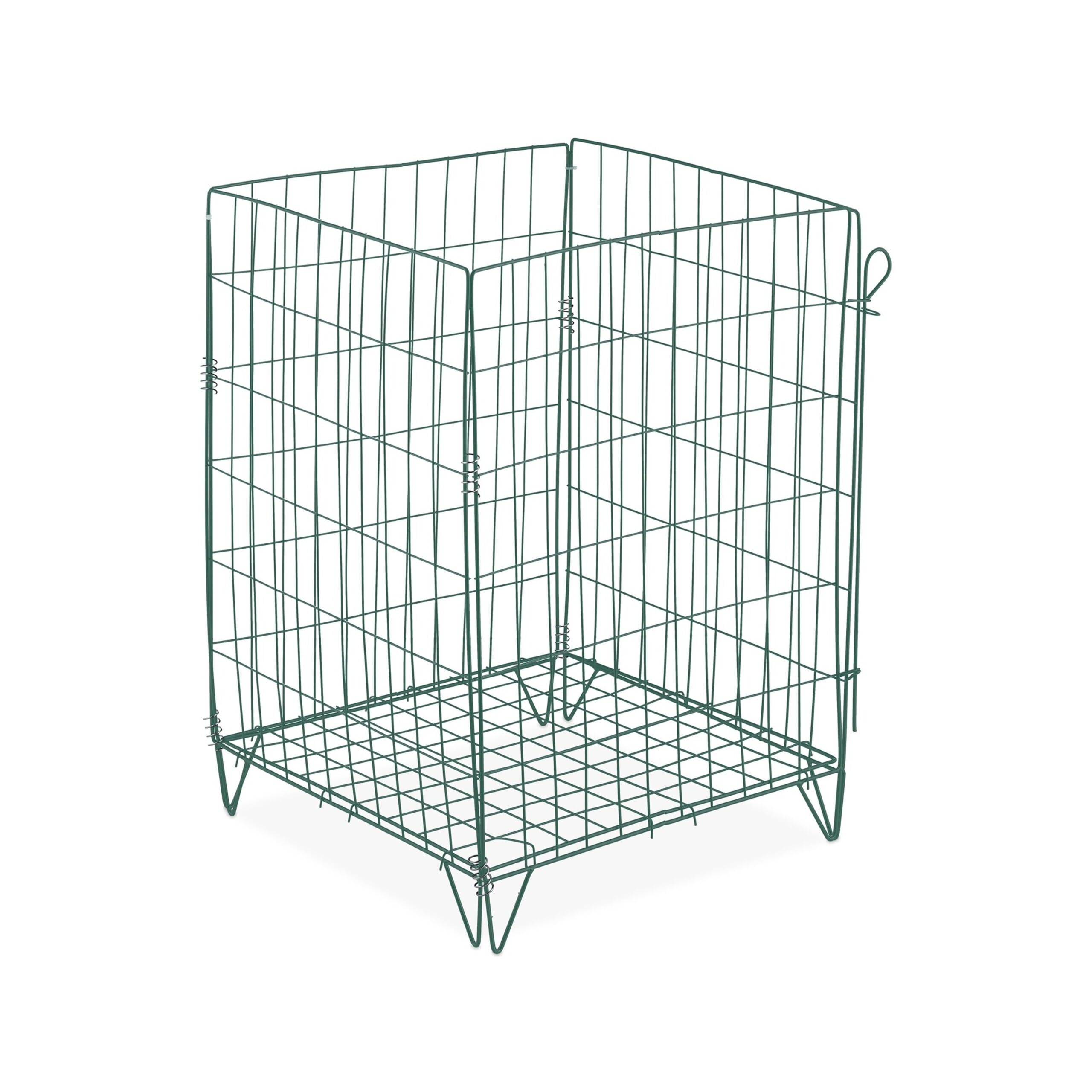 Relaxdays Compostiera a Griglia, Contenitore per Compost, Foglie e Rifiuti da Giardino, 68 x 46 x 46 cm, Acciaio, Verde