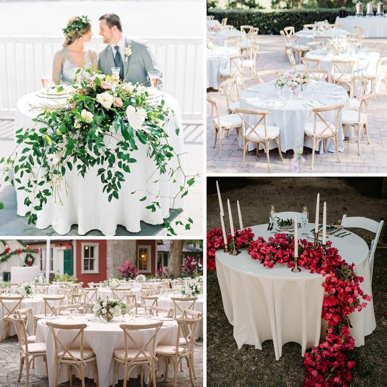 LOKUME 24 Pack Plastic Round Tablecloth 96 inch White Disposable Round