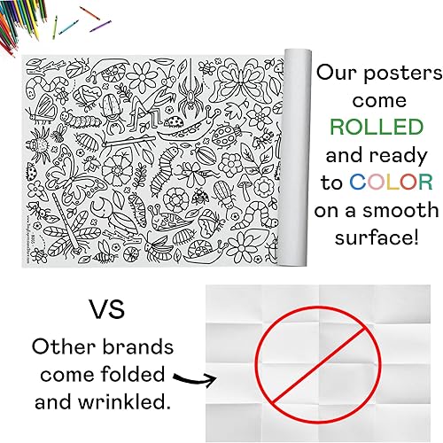 Vista 29 de Tiny Expressions Cartel gigante para colorear para niños, enrollado, sin arrugas, mantel para colorear para actividades infantiles, camión de Cartel