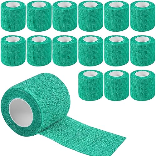 OBTANIM Paquete de 15 rollos de vendaje autoadhesivo de 2 pulgadas x 5 yardas, rollos de cinta elástica autoadhesiva para estiramiento atlético,