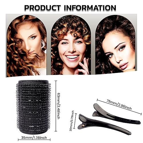Miniatura 2 de 10 rodillos de pelo sin calor con 10 clips, rizadores de velcro autosujetables para cabellos largos y cortos, rizador de pelo pegajoso de agarre,
