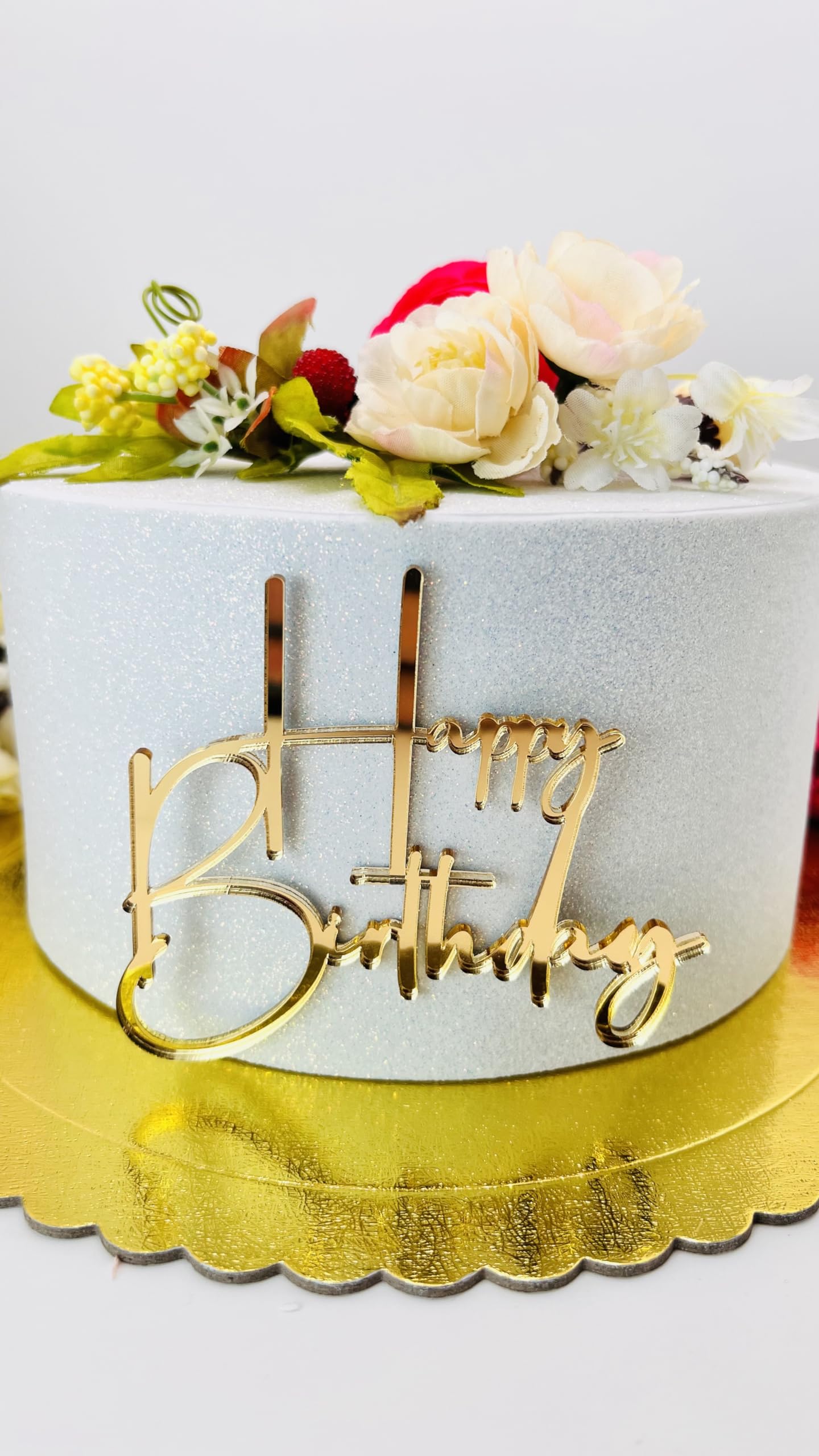 Acrylic Cake Topper - Happy Birthday - Style A (Gold)