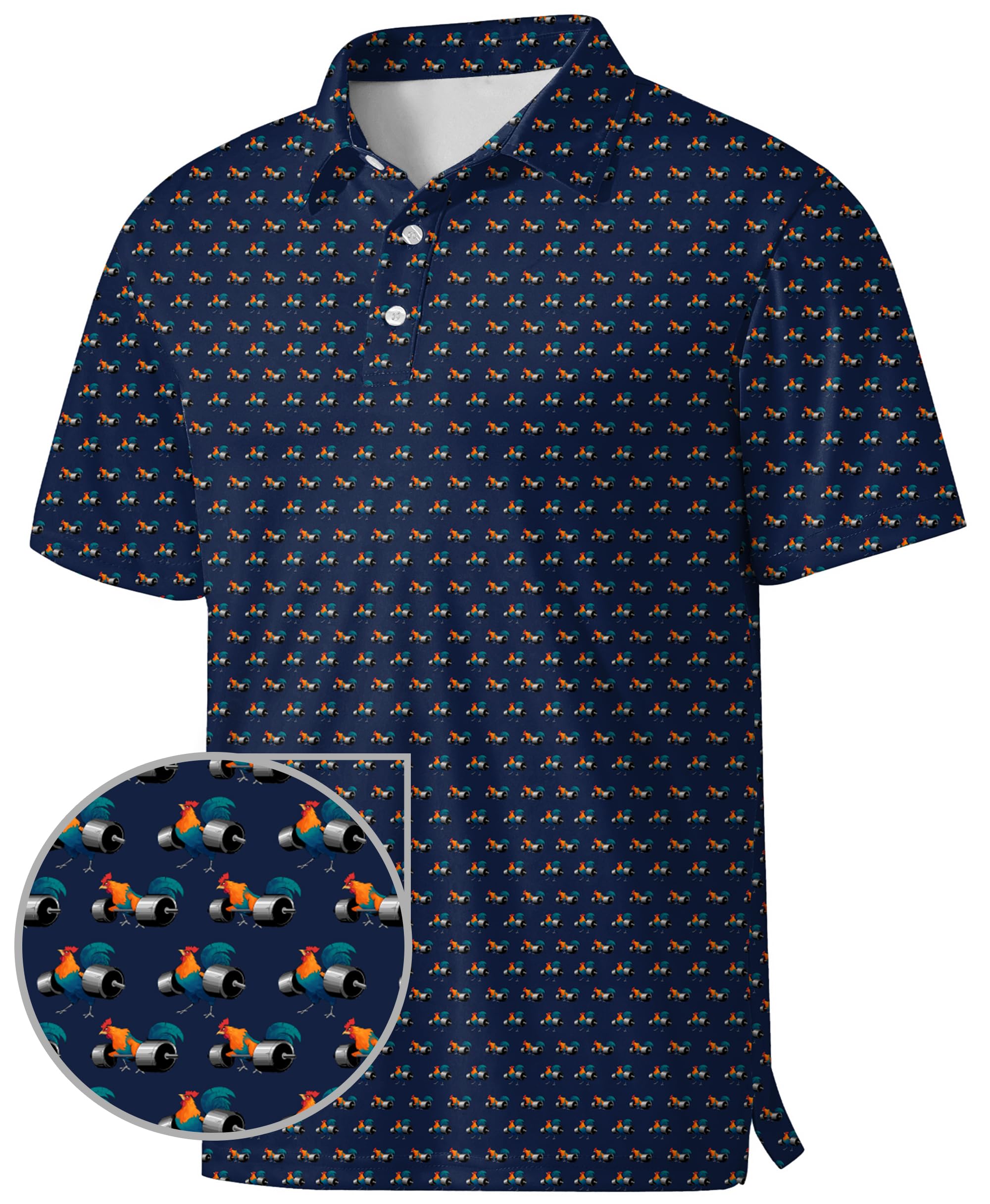 UOER Men's Golf Shirts Moisture Wicking Quick Dry Performance Funny Golf Polo Shirt Fashion Print Short Sleeve Polo Shirts