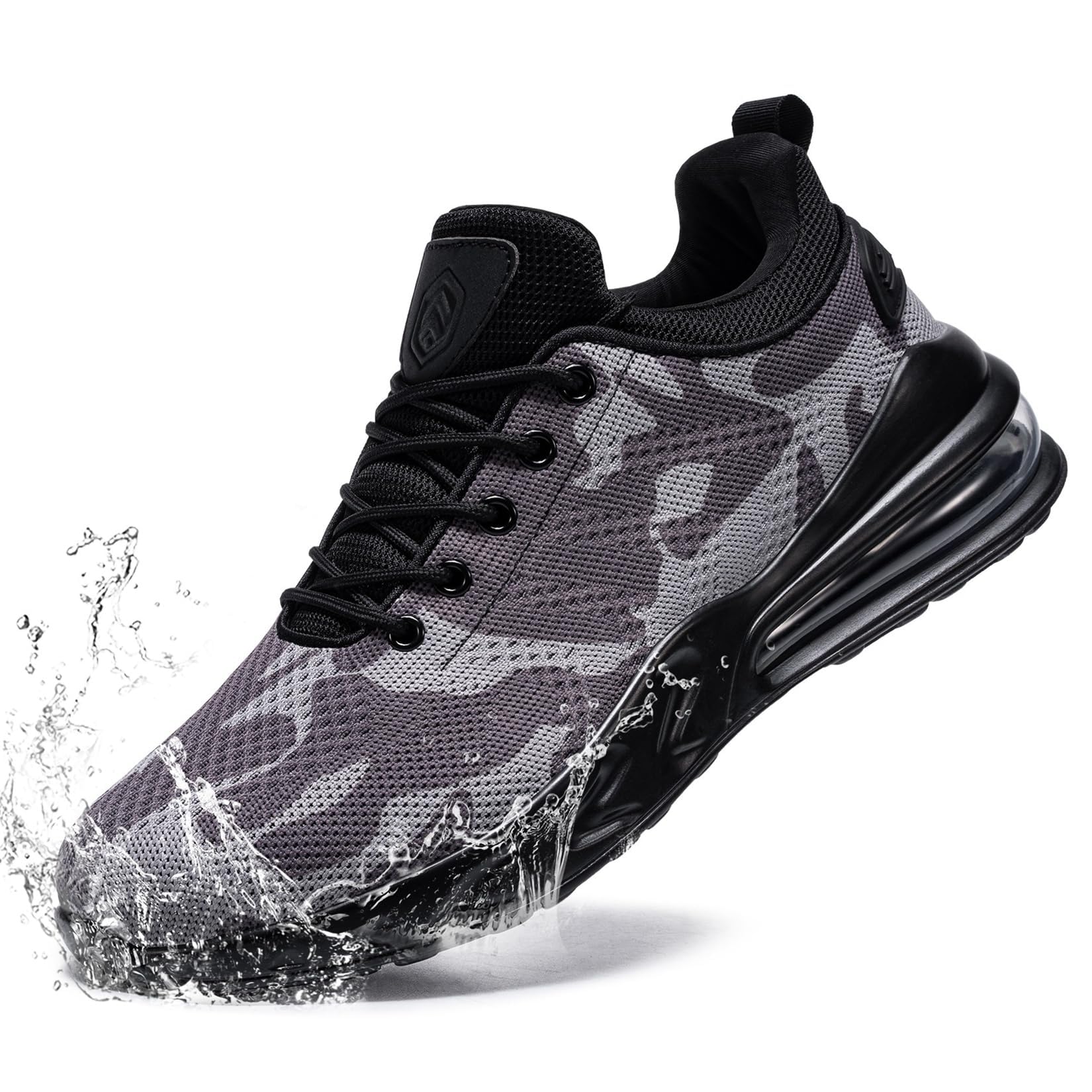 LARNMERNAir Cushion Steel Toe Shoes for Men Slip Resistant Puncture Proof Work Sneakers Anti-Static Safety Footwear Breathable Lightweight