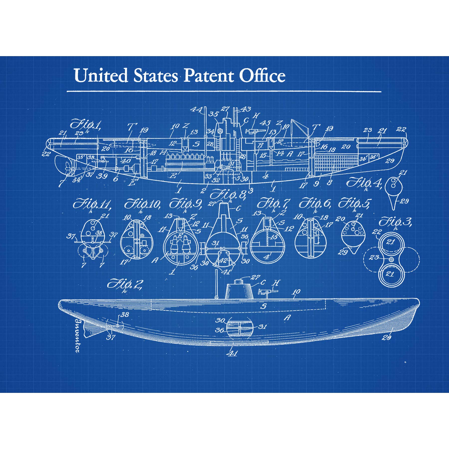 Artery8 Waddington Submarine Vessel 1919 1 Vintage Naval Patent Premium Wall Art Canvas Print 18X24 Inch