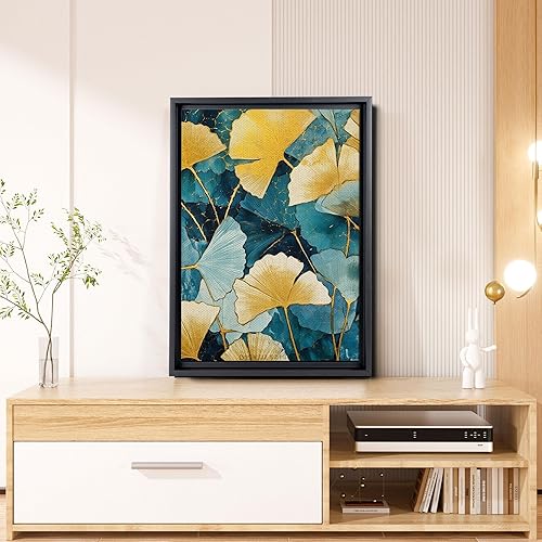 Miniatura 4 de Gold Turquoise Ginkgo Leaf Print, Captivating Plants Wall Art, Ginkgo Biloba Leaf Print Painting, Embrace the Serenity of Nature
