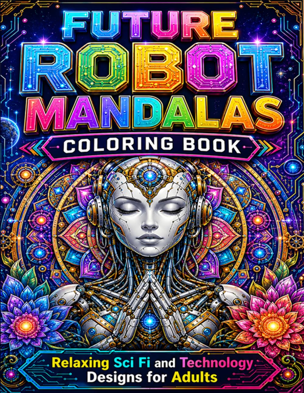 Future Robot Mandalas Coloring Book: Relaxing Sci Fi and Technology Designs for Adults: A Futuristic Journey Through Robotic Art, Sacred Geometry and Mindful Creativity