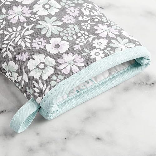 Miniatura 4 de Martha Stewart Ditsy - Juego de 2 manoplas florales para horno, color gris, 5.5 x 8 pulgadas
