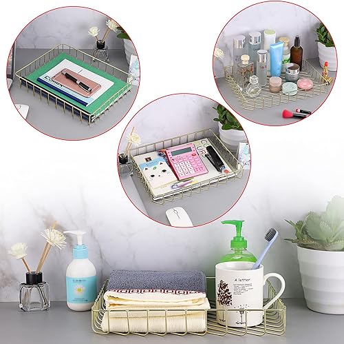 Miniatura 7 de BTSKY Bandeja de archivos A4 multiusos, bandeja de escritorio de alambre, organizador elegante de tamaño carta, bandeja para documentos, revistas,