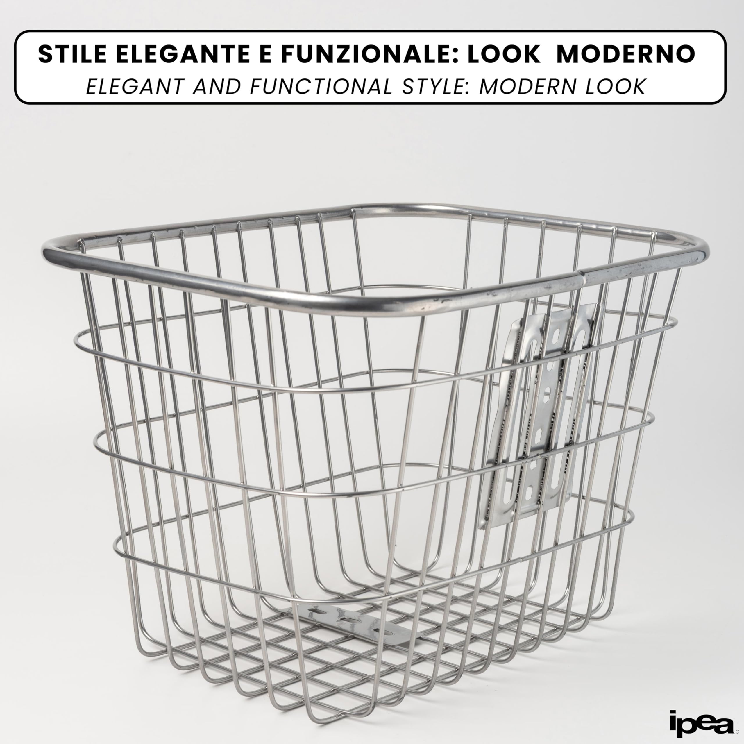 Cestino Bicicletta Anteriore in Metallo 35x27x24 cm Antiruggine IPEA