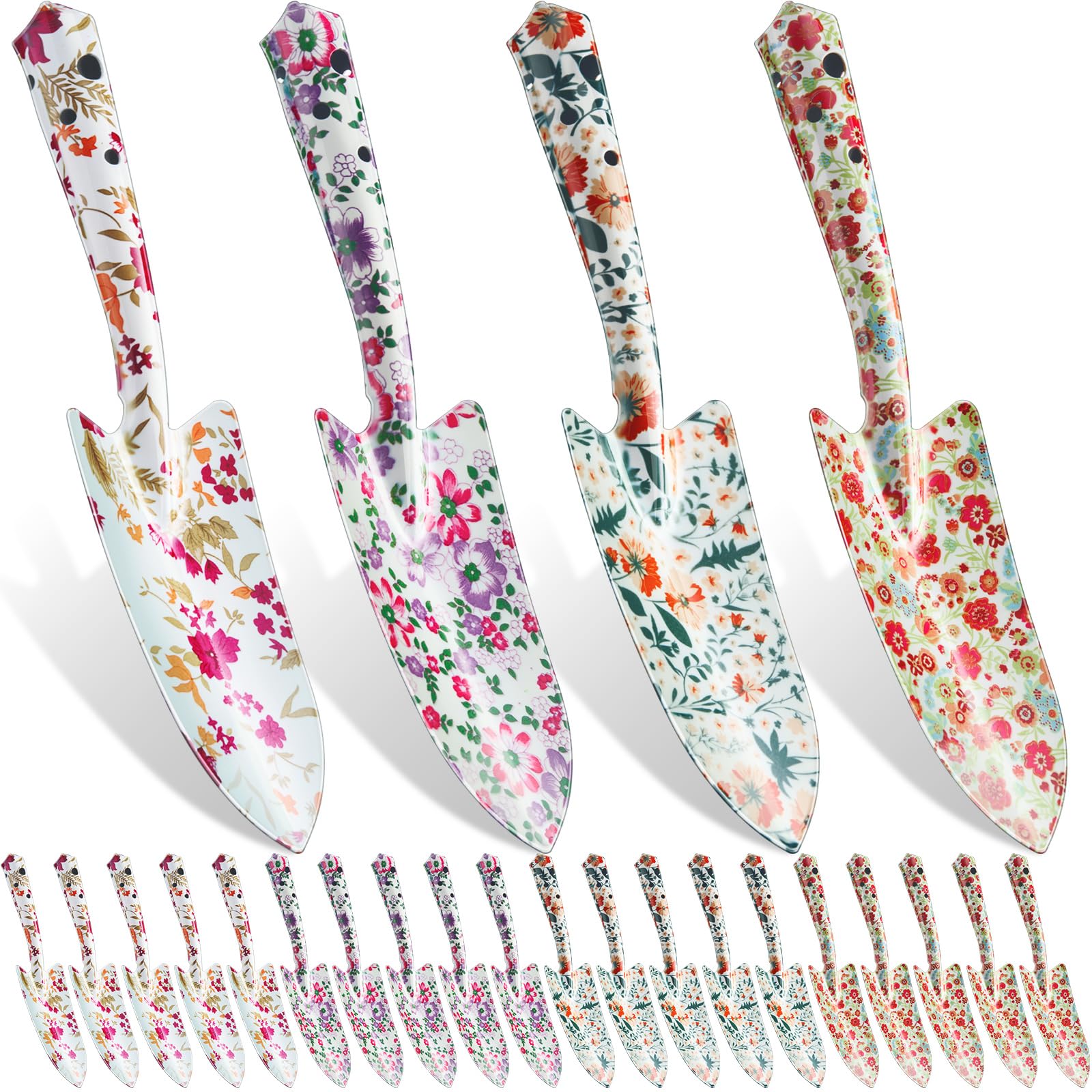 12 Pcs Floral Garden Shovels Bulk Gardening Gift, Colorful Flowers