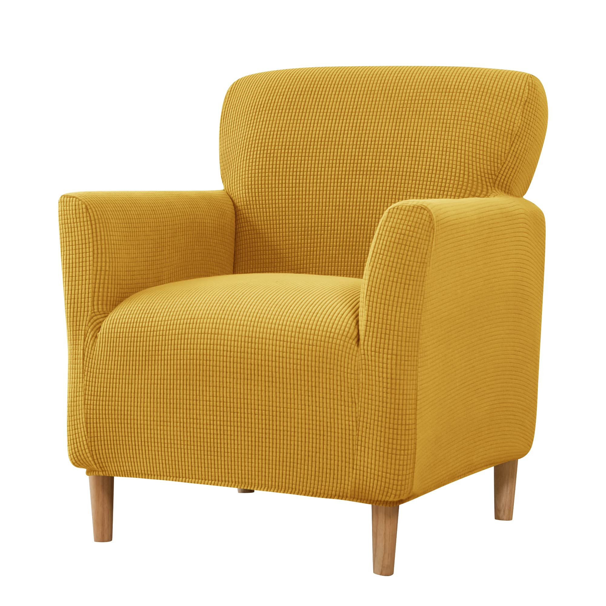 PENDEJATO Stretch Armchair Slipcovers, 1-Piece Banquet Armchair Covers Soft Jacquard Chair Slipcover with Arms Furniture Protector for Living Room Bedroom (Yellow)