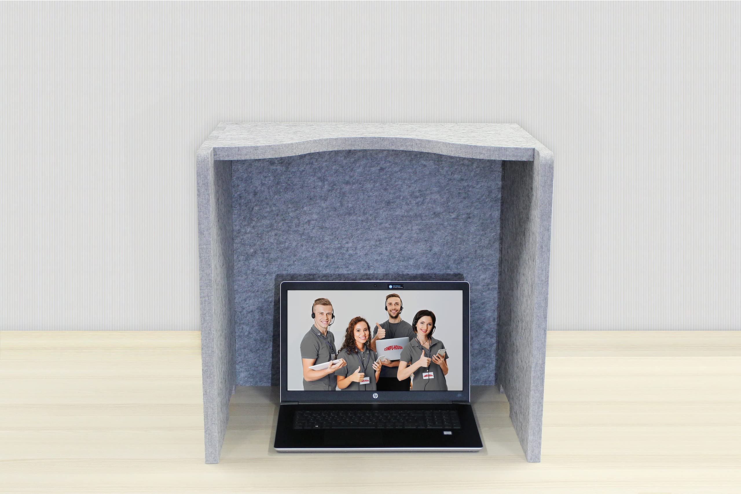 Schallschluckhaube | Schreibtischaufsatz zur Schallreduktion am Arbeitsplatz & Verbesserung der Akustik in Büros | Sichtschutz | Made in Germany | Grau, Laptop/Tablet: B/H/T 65cm x 60cm x 50cm