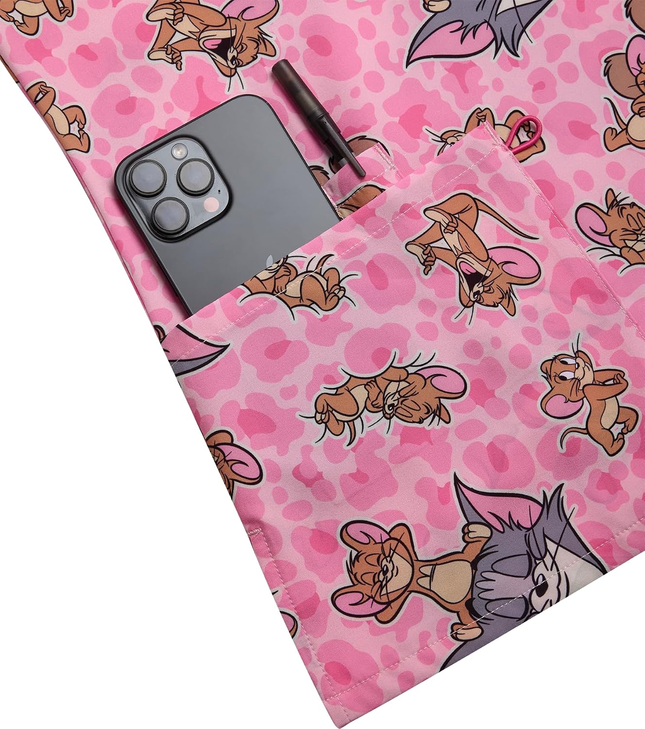 COCO BRANDS Tom and Jerry Tweety Womens Scrub Tops - V-Neck Printed Scrub Tops Women Uniform Shirts with Side Pockets