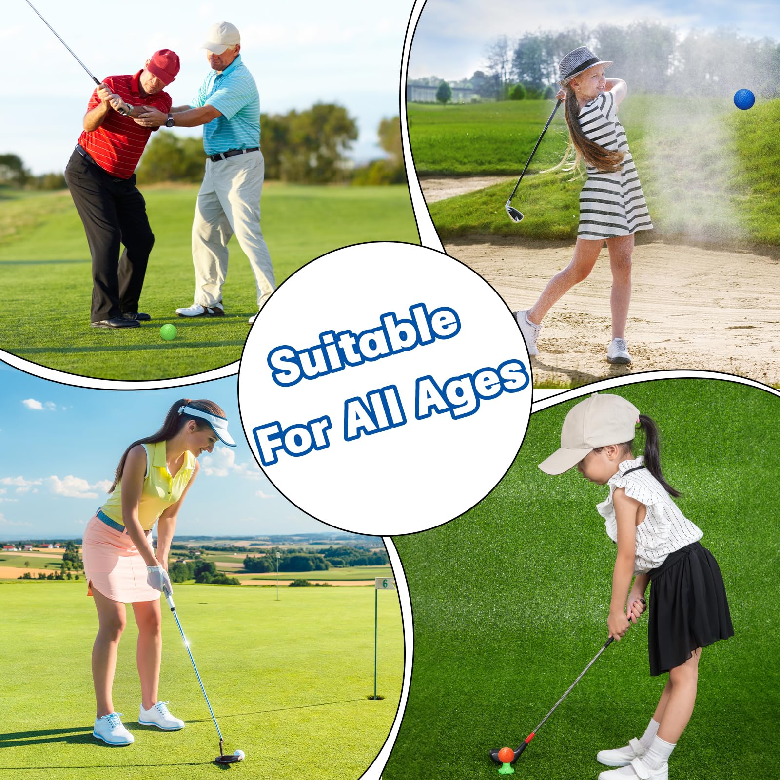 Coopay 72/150/300 Stück Übungsgolfbälle, 42 mm, Kunststoff-Golf-Trainingsbälle mit Kordelzugbeutel, hohl, Sportbegrenzter Flug, für Schwungübungen, Driving Range, Hinterhof, Zuhause, Innen- und